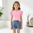 thumbnail image 2 of Girls Short Sleeve T Shirts Kids Cute Pleated Blouse Summer Casual Tops Tees 6-12 Months 12-24 Months 2t 3t 4t 5t 6t 7t 8t 9t Children, 2 of 6