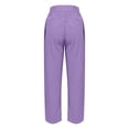 thumbnail image 7 of Linen Barrel Pants for Women Wide Leg Palazzo Cotton Drawstring Capris Casual Summer Beach Vacation Boho Baggy Trousers Pull On Purple M, 7 of 7