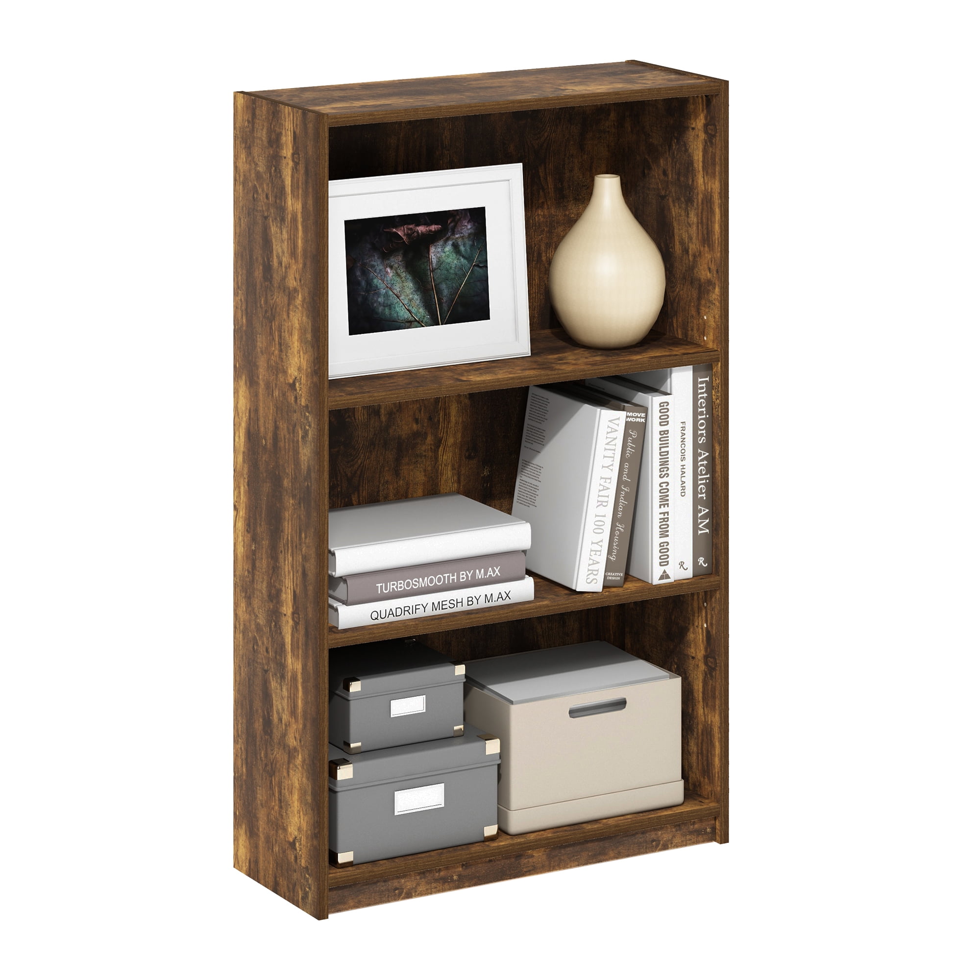 Furinno JAYA Simple Home 3-Tier Open Assembly Adjustable Shelf