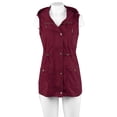 thumbnail image 5 of A2Y Women's Solid Drawstring Waist Military Hoodie Utility Vest Dark Burgundy 1XL, 5 of 6
