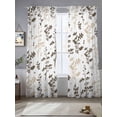 thumbnail image 2 of Brown Beige Botanical Sheer Curtains 96 Inch Length 2 Panels Set Window Treatments, Watercolor Spring Floral Summer Leaf Rod Pocket Semi Curtains for Living Room/Bedroom/Kitchen Décor, 104"W x 96"L, 2 of 7