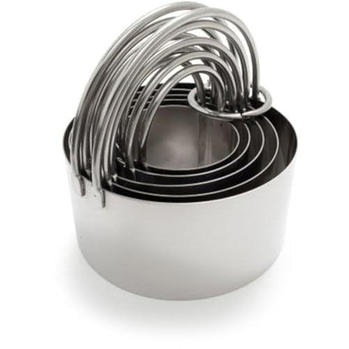 Stainless Steel Round Biscuit Cutters,Set of 5,Silver