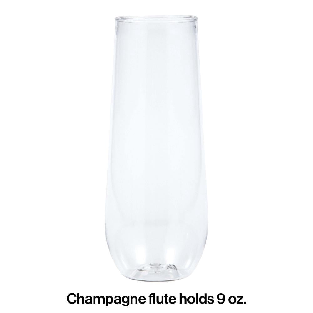 24/Case Bulk Clear 9 oz Plastic Stemless Champagne Flutes