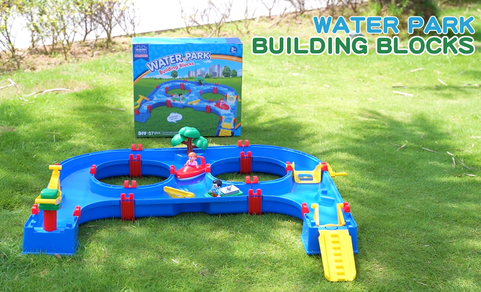 Valessati Water Park Building Blocks Toy Set with Boats, 57 Pieces, Ages 3+