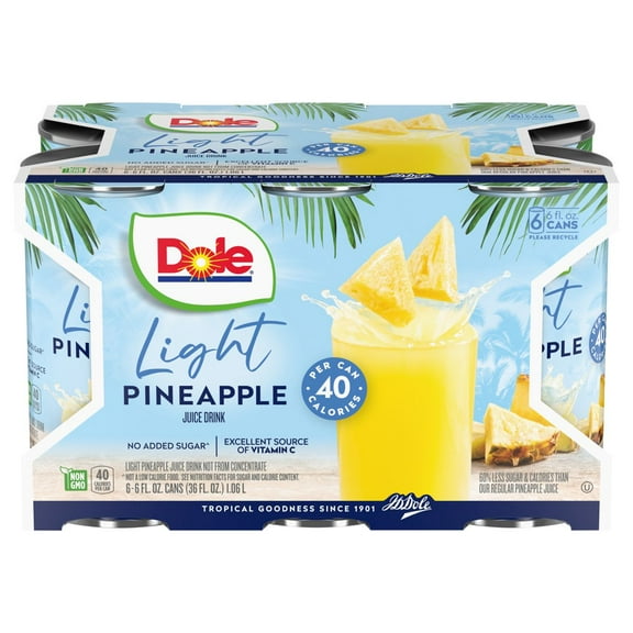 Dole Lite Pineapple Juice - 6pk/6 fl oz Cans - Pack of 2