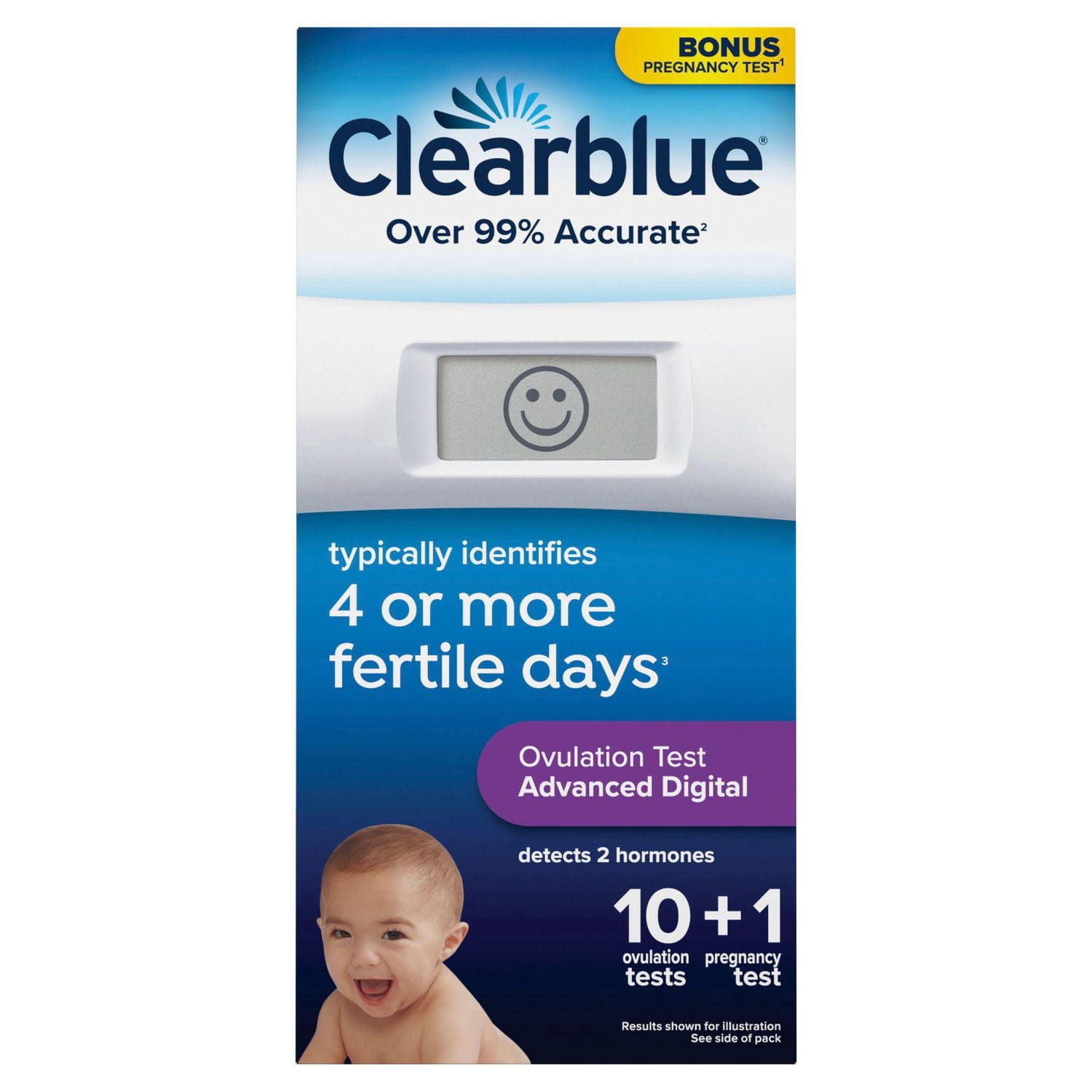 Trousse de Test d’ovulation Clearblue Numérique Avancé avec en prime un Test de grossesse Détection rapide, 10 tests d’ovulation et 1 test de grossesse