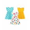 thumbnail image 1 of Vestidos para Niñas PATPAT Paquete de 3 con Mangas con Volantes para Verano, 1 of 9
