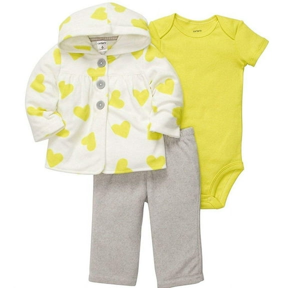 Carter's Baby Girls Fleece Cardigan Set - Lime Hearts 18 months