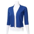thumbnail image 2 of Women 3/4 Sleeve Solid Open Bolero Cropped Cardigan, 2 of 4
