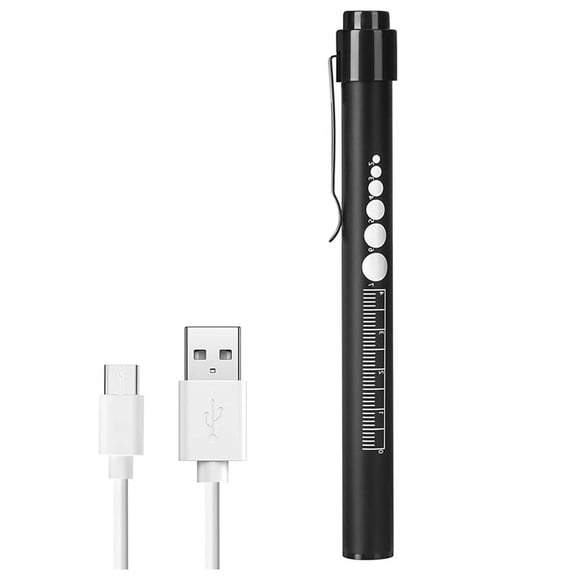 HIBIBUD Rechargeable LED Pen Light with Pupil Gauge, Stainless Steel Medical Penlight for Nurses, USB Charging Pocket Lamp for Nursing Students, Clinical Office School Supply