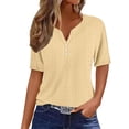 thumbnail image 6 of Women's Loose Fit V Neck Short Sleeve Shirt Blouse Top, Casual Solid Color Tunic, Breathable Summer Fashion | CSEONE,Mint Green XL, 6 of 7