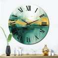 thumbnail image 3 of Designart "Gold Accents in a Blue Watercolor Impression IV" Fractals Oversized Wall Clock, 3 of 5