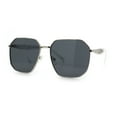 thumbnail image 5 of Mens Luxury Geometric Metal Rim Hustler Fashion Rectangle Sunglasses Silver White - Black, 5 of 8