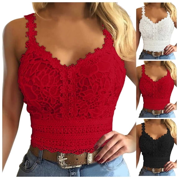 GEWSEY Lace Corset Top for Women Sexy Sheer Floral Bustier Going Out Lace-up Bralette Christmas Party Crop Top (Black, L)