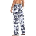 thumbnail image 6 of Men's Pajama Pants with Pockets Sleepwear Lounge Pants Stretch Casual Blue Ship Anchors in Squares, 6 of 7