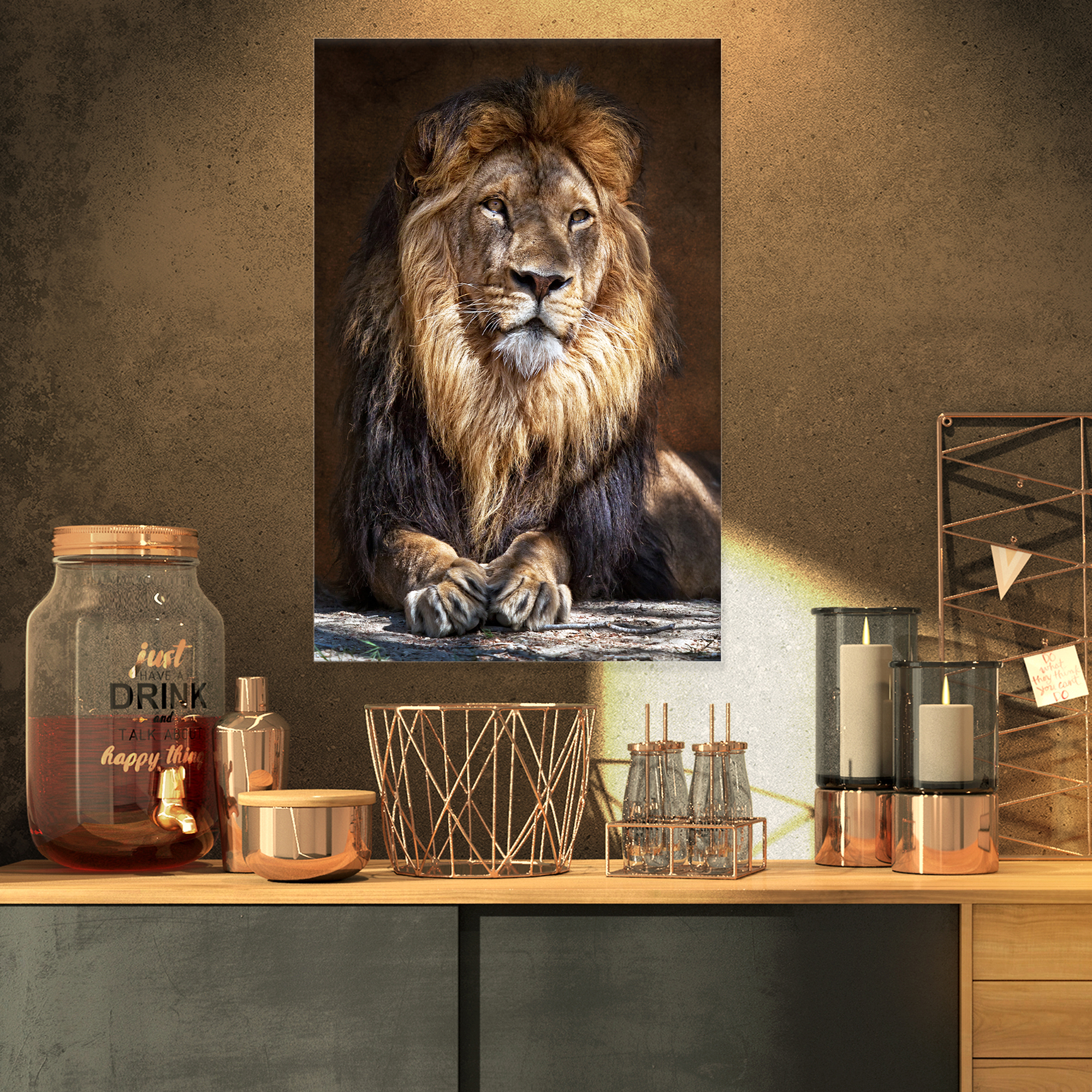 Designart 'King Lion with Lighted Face ' Animal Art Print On Canvas