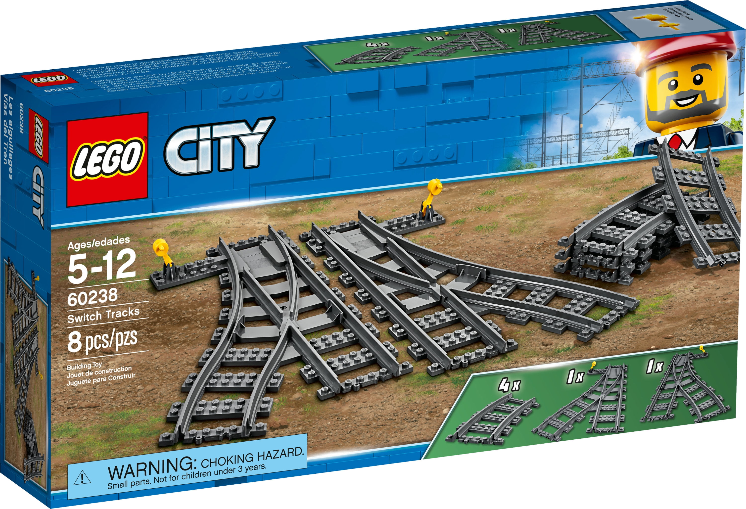 NEW LEGO City Passenger Train Switch Tracks 60238 Building Kit, 8 Pieces  Sealed 673419299534