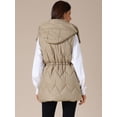 thumbnail image 4 of DARING DIVA Women's Puffer Vest Coat Hooded Zip Up Long Sleeveless Jacket S Khaki, 4 of 6