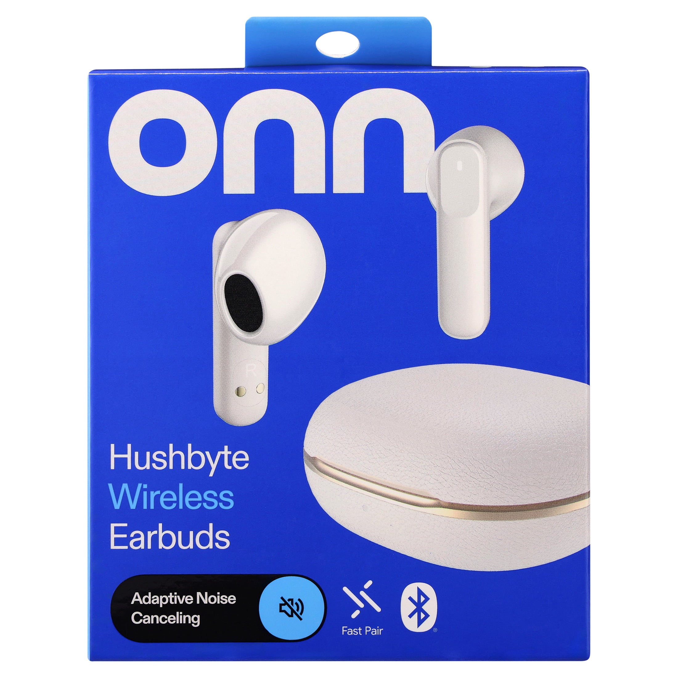 onn Hushbyte Wireless Earbuds, White