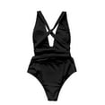thumbnail image 4 of LUOGENLI 1-Piece Swimsuit Women Plus Size with Cover Up Women One Shoulder Swimsuit Bikini Swimsuit Irregular Solid Color Monokinis Swimsuit Black Size M, 4 of 5