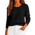 thumbnail image 2 of Dwellite Women Sweaters Knitted Cropped Crewneck Basic Trendy Fall Tops Cropped Sweater Winter Long Sleeve Dressy Top 2026 Black M, 2 of 6