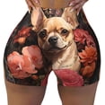 thumbnail image 2 of Logiee Vintage Red Flower Chihuahua Print Women's Biker Shorts,Workout Gym Shorts,Scrunch Shorts,Tummy Control Hidden Scrunch Running Yoga Shorts-XX-Large, 2 of 8