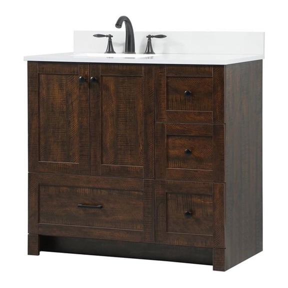 Elegant Decor Soma 36" MDF Single Bathroom Vanity with Backsplash in Expresso