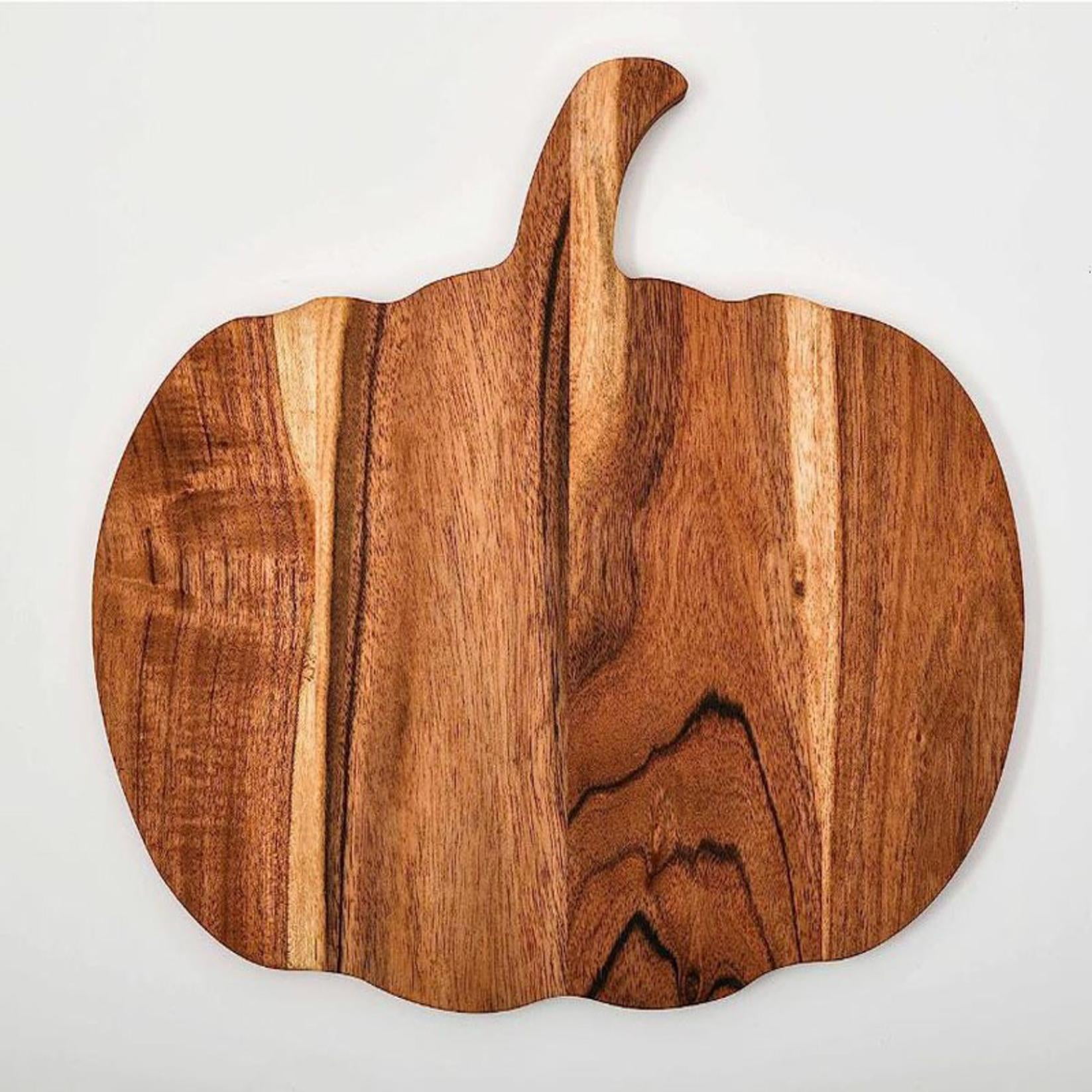 Pumpkin Shaped Wood Cutting Board, Fruit Bread Steak Cheese Turkey Serving Platter, Gothic Cutting Boards with Handle, for Halloween Thanksgiving Kitchen Decoration