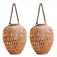 thumbnail image 1 of 2X Linterna de Ratán de Imitación Solar para Exteriores, Decoración para Patio, Balcón, Jardín, Luces de Velas, Atmósfera, Candelabro de Bambú, 1 of 5