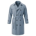 thumbnail image 2 of Hulanddfd Mens Coat Double Breasted Belted Trench Coat, Long Windbreaker with Pockets & Button Cuffs, Elegant Outerwear, 2 of 8