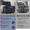 thumbnail image 3 of Oversized Rocker Recliner Chair, Manual Swivel Rocker Recliner for Living Room, Overstuffed Rocking Chair with Breathable Velvety Fabric, Soft Padded Headrest and Armrest, Darkblue, 3 of 7