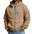 thumbnail image 2 of Oversized Full Zip Hoodies Mens Long Sleeve Drawstring Hooded Sweatshirt Baggy Waffle Knit Fall Winter Drawstring Athletic Jackets for Men, 2 of 5