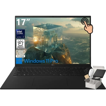 LG Gram 17 Lightweight Business Laptop, 17” WQXGA Anti-Glare Touchscreen, 32GB RAM, 2TB SSD, Intel 8-Core Ultra 7-258V, Copilot, Backlit KB, Windows 11 Pro, Wi-Fi 7