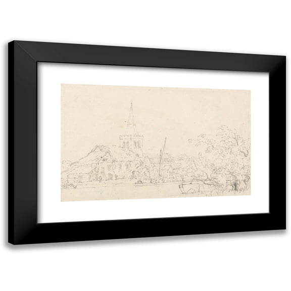 Thomas Girtin 14x11 Black Modern Framed Museum Art Print Titled - Great Marlow Church, Buckinghamshire (ca. 1795)