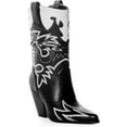 thumbnail image 2 of Ferwind Women's Cowgirl Boots Crocodile Accent Mid-Calf Embroidery Pull On Adult Black 12, 2 of 6