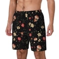 thumbnail image 1 of Balery Red White Flowers Bañador para hombre, shorts de playa de secado rápido con entrepierna y forro de compresión-XX-Large, 1 of 6