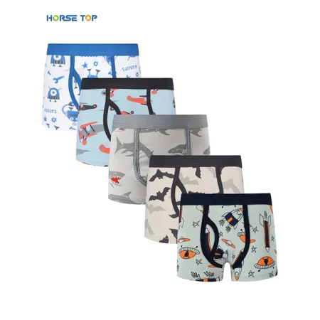

5pcs Toddler Boys Cartoon Pattern Comfortable Boxer Underwear