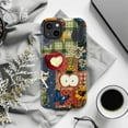 thumbnail image 6 of Patchwork Folk Art Collage Phone Case, Whimsical Cats and Apple Design Protective Cover for iPhone 17 16 15 14 13 12 11 Pro Plus Max Mini, 6 of 6