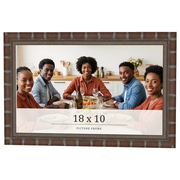 18x10 Dark Brown Bamboo Real Wood Picture Frame Width 1.5 inches | Interior Frame Depth 0.5 inches