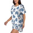 thumbnail image 2 of Vsdgher Cute Hippos Pattern Womens Pajamas 2 Piece Short Sleeve Sleepwear Set,Summer Soft Pajamas Set Casual Lounge Sets, 2-Piece Pj -4X-Large, 2 of 4