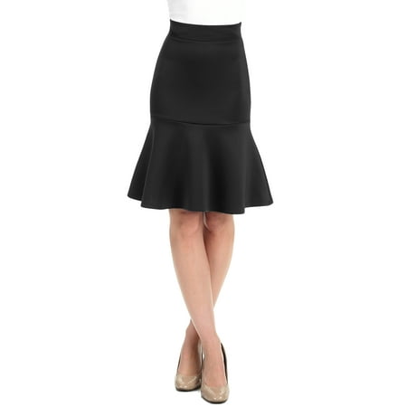 - WT1471 Womens High Waist Bodycon Fishtail Midi Skirt XL Black