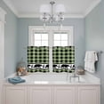 thumbnail image 3 of Sage Green Black Kitchen Curtains Small Short 39 Inch Length, Farmhouse Vintage Bear Buffalo Plaid Grommet Top Bedroom Living Room Curtains, Light Filtering Cafe Curtain Drapes 2 Panels Set 55''x39'', 3 of 9