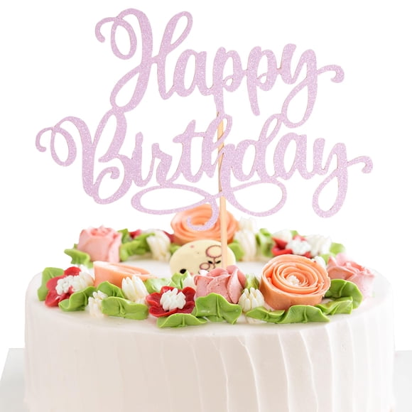 Adorno para Pastel EIOAUY 23 cm Brillante Feliz Cumpleaños Rosa
