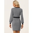 thumbnail image 3 of Vestido elegante para Mujer Allegra K con cuello En V de manga Larga Negro XL, 3 of 6