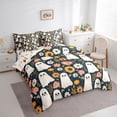 thumbnail image 2 of Manfei Cute Rose Ghost 7-Piece Twin Bedding, Halloween Floral Sunflower Daisy Pumpkin Bedding Comforter Set, Navy Pink Yellow,Reversible, 2 of 7