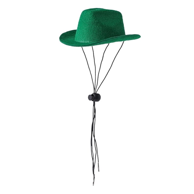 Encantador sombrero para mascotas suave con correa para la barbilla, accesorios para fotos, decoración de cachorros para fiestas temáticas, Verde Fernando Sombrero de vaquero para mascotas