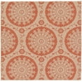 thumbnail image 1 of Unique Loom Botanical Collection Floral Abstract Transitional Indoor and Outdoor Flatweave Square Rug, 6 Feet, Terracotta/Beige, 1 of 1
