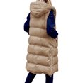 thumbnail image 2 of MAWCLOS Doudoune Sans Manches pour Femmes Gilet à Capuche Veste de Voyage Décontractée Sans Manches Khaki m, 2 of 4