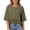 Green, variant on Knit 3/4 Sleeve Casual Button Down Shirts Crew Neck Oversized Patchwork Blouses Solid Color T shirt, Size Medium