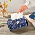 thumbnail image 5 of Blue Floral Pattern on Dark Tissue Box Cover Leather Square Rectangle Tissue Box Holder for Bathroom Living Room Desk Office Decor, 5 of 7